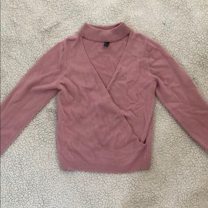 BNWOT choker baby pink sweater